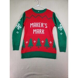 Makers Mark Sweater Mens XL Pullover Red Christmas Sweatshirt Long Sleeve Knit